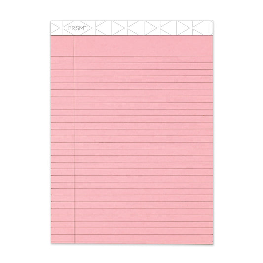 TOPS Prism + Colored Writing Pads, Wide/Legal Rule, 50 Pastel Pink 8.5 x 11.75 Sheets, 12/Pack