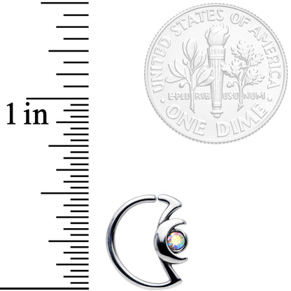 18G 3/8 Aurora Gem Crescent Moon Closure Ring