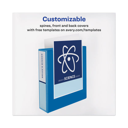 Avery Heavy-Duty View Binder with DuraHinge and One Touch EZD Rings, 3 Rings, 2" Capacity, 11 x 8.5, Pacific Blue