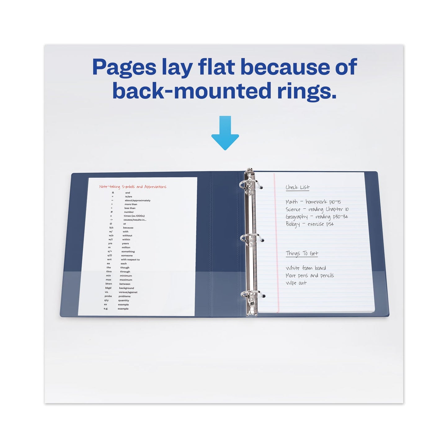 Avery Heavy-Duty View Binder with DuraHinge and One Touch EZD Rings, 3 Rings, 1" Capacity, 11 x 8.5, Navy Blue
