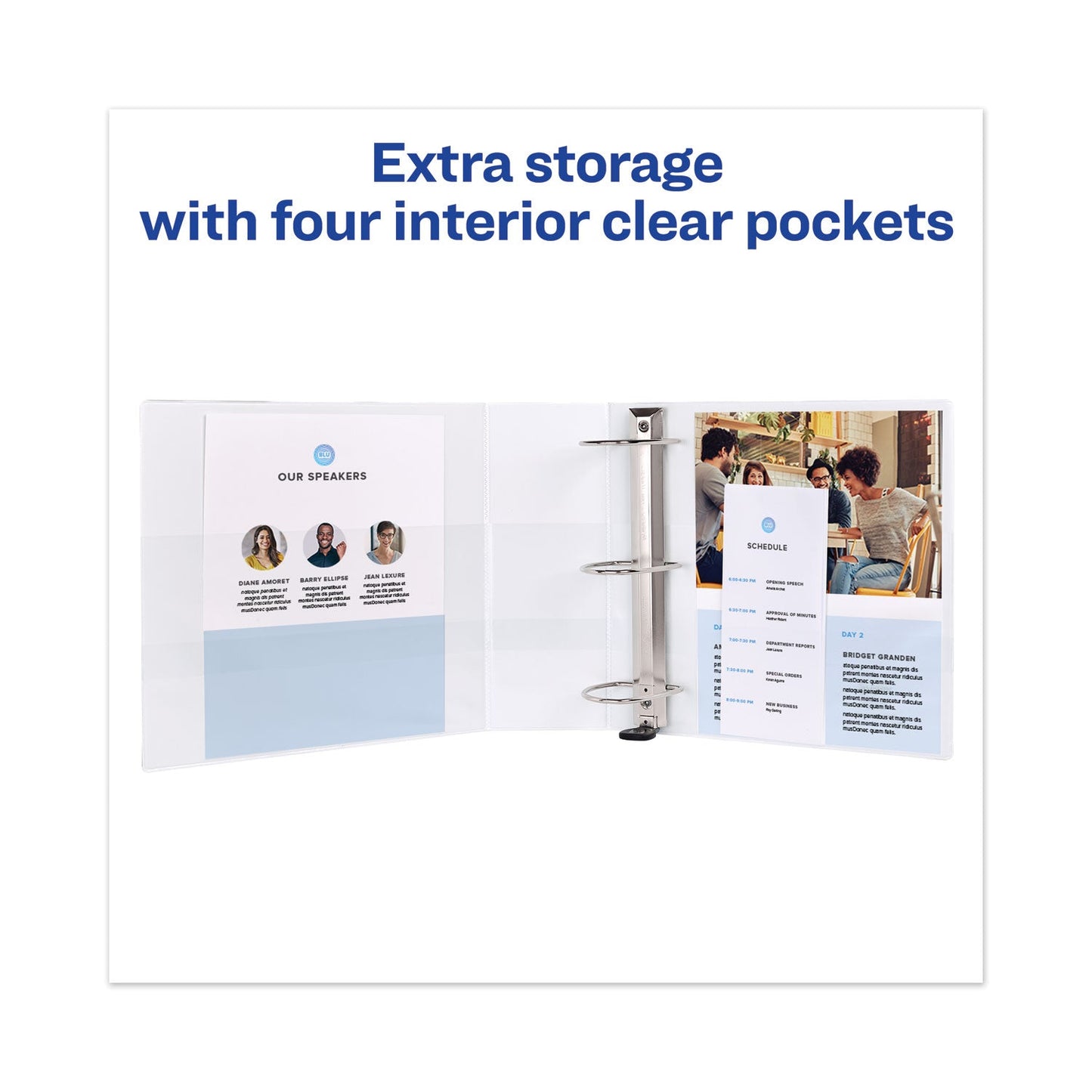 Avery Heavy-Duty View Binder with DuraHinge and Locking One Touch EZD Rings, 3 Rings, 5" Capacity, 11 x 8.5, White