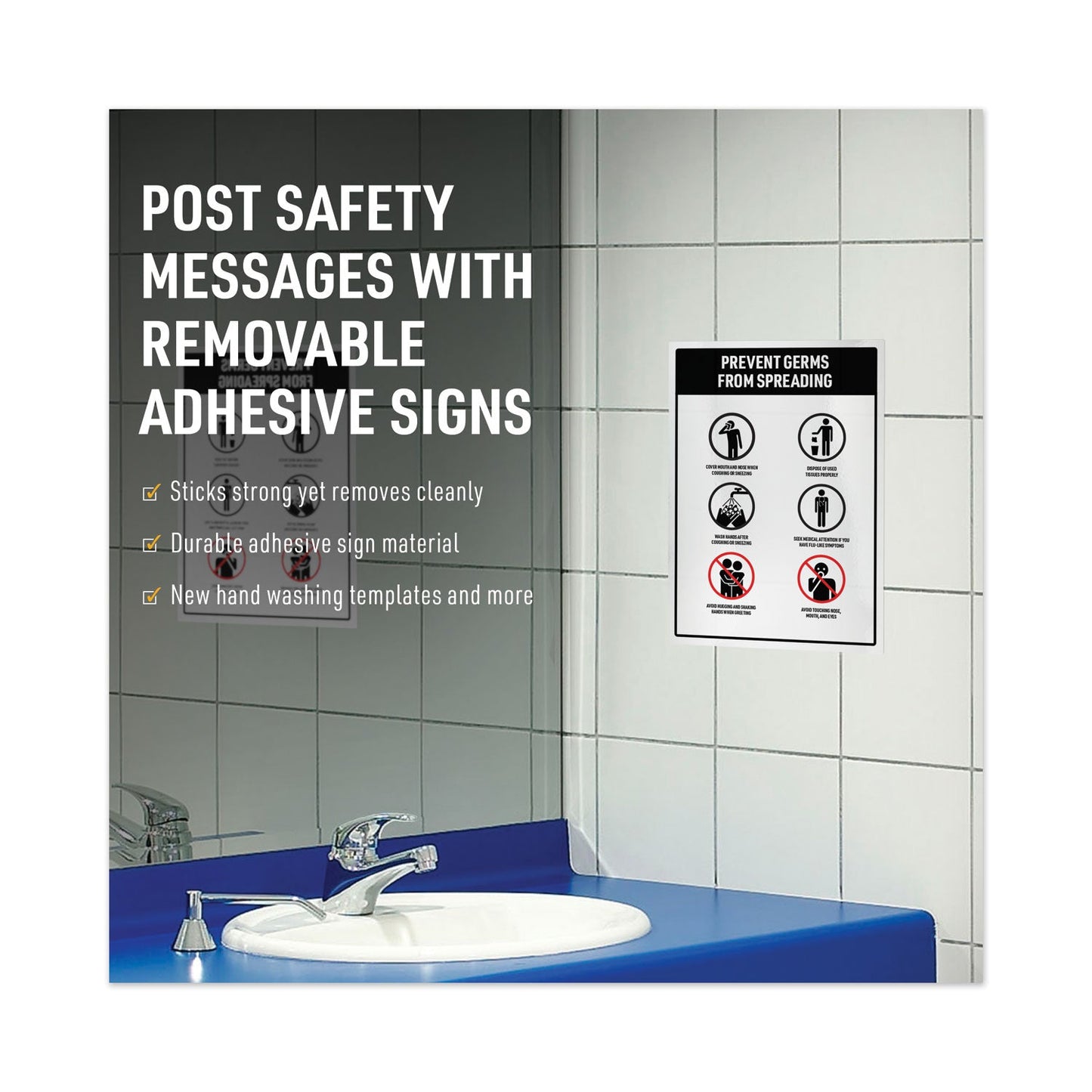 Avery Surface Safe Removable Label Safety Signs, Inkjet/Laser Printers, 5 x 7, White, 2/Sheet, 15 Sheets/Pack