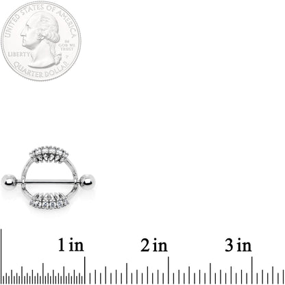 14G 9/16 Clear CZ Gem Scary Fang Halloween Nipple Shield Set