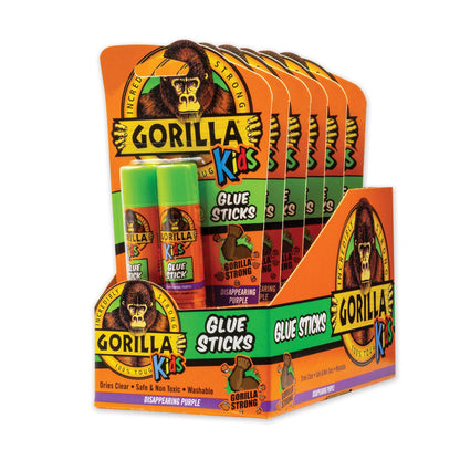 Gorilla School Glue Sticks, 0.21 oz/Stick, Dries Clear, 12 Sticks/Box
