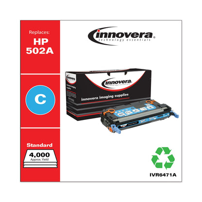 Innovera Remanufactured Cyan Toner, Replacement for 502A (Q6471A), 4,000 Page-Yield