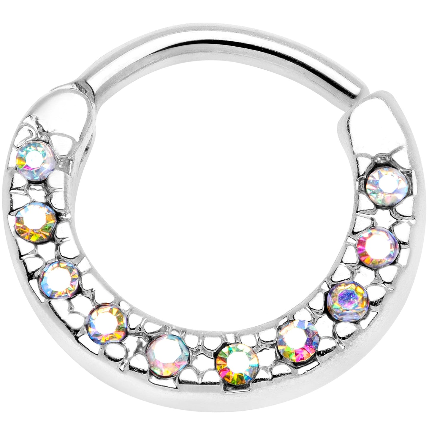 16G 5/16 Aurora Gem Paved Cartilage Clicker