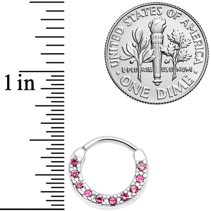 16G 5/16 Pink Gem Paved Cartilage Clicker