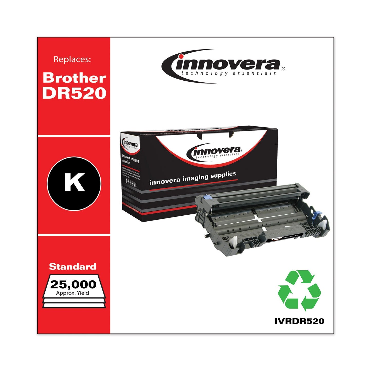 Innovera Remanufactured Black Drum Unit, Replacement for DR520, 25,000 Page-Yield