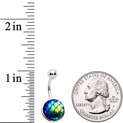 Blue Gem Blue Green Mermaid Scale Belly Ring Set of 3