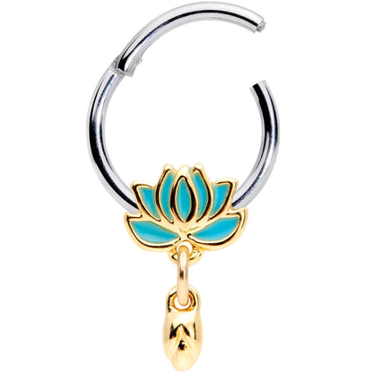 16G 3/8 Southwestern Lotus Flower Dangle Hinged Segment Ring