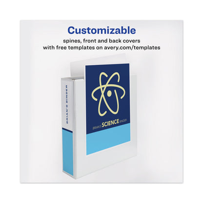 Avery TouchGuard Protection Heavy-Duty View Binders with Slant Rings, 3 Rings, 3" Capacity, 11 x 8.5, White