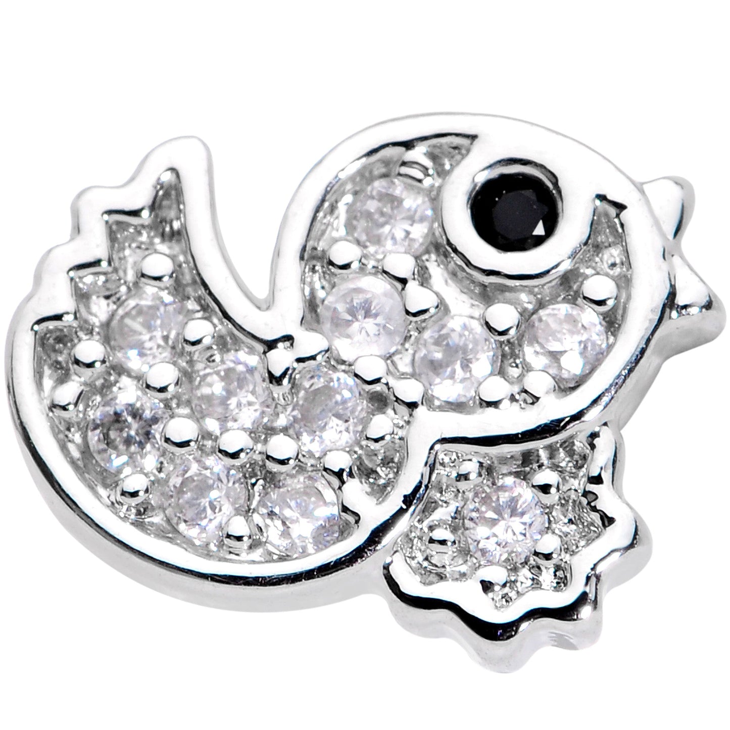 16G 1/4 Clear Black CZ Gem Ducky Cartilage Tragus Earring