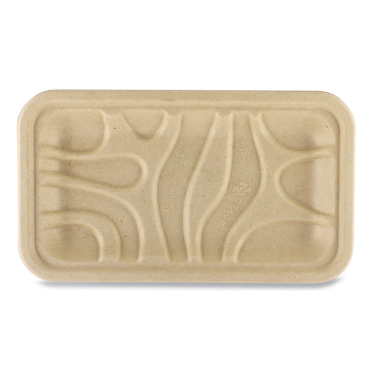 World Centric Fiber Trays, 1-Compartment, 8.3 x 4.9 x 0.7, Natural, Paper, 500/Carton