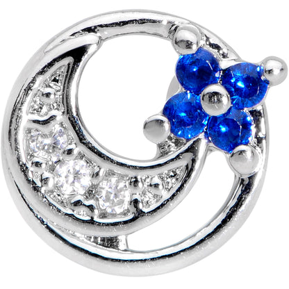 16G 5/16 Clear Blue CZ Gem Moonflower Labret Monroe Tragus