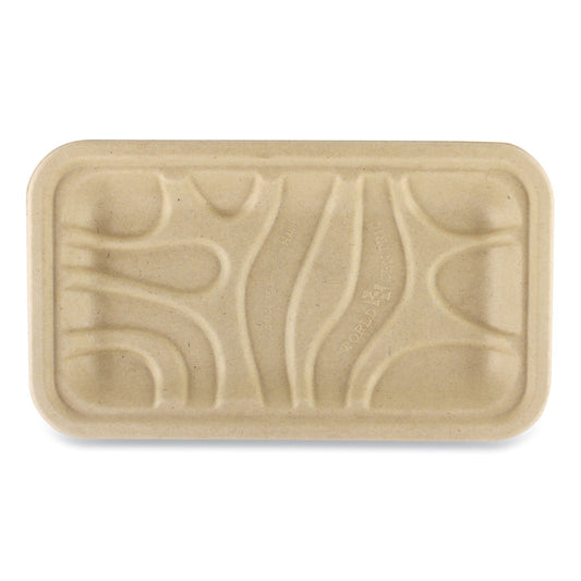 World Centric Fiber Trays, PLA Lined, PFAS Free, 1-Compartment, 8.3 x 4.9 x 0.7, Natural, Paper, 500/Carton