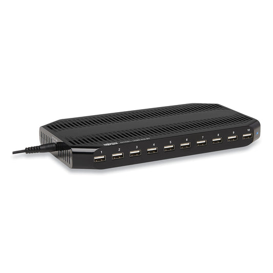 Tripp Lite Desktop Charging Station with Adjustable Storage, 10 Devices, 9.4 x 4.7 x 1, Black