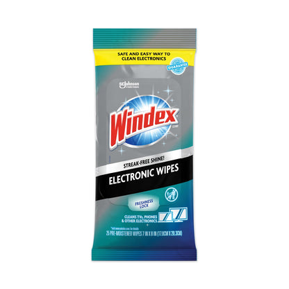Windex Electronics Cleaner, 7 x 10, Neutral Scent, 25 Wipes