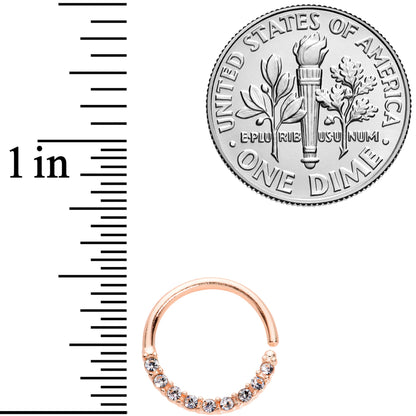 16G 3/8 Clear Gem Rose Gold Tone Elegance Seamless Circular Ring