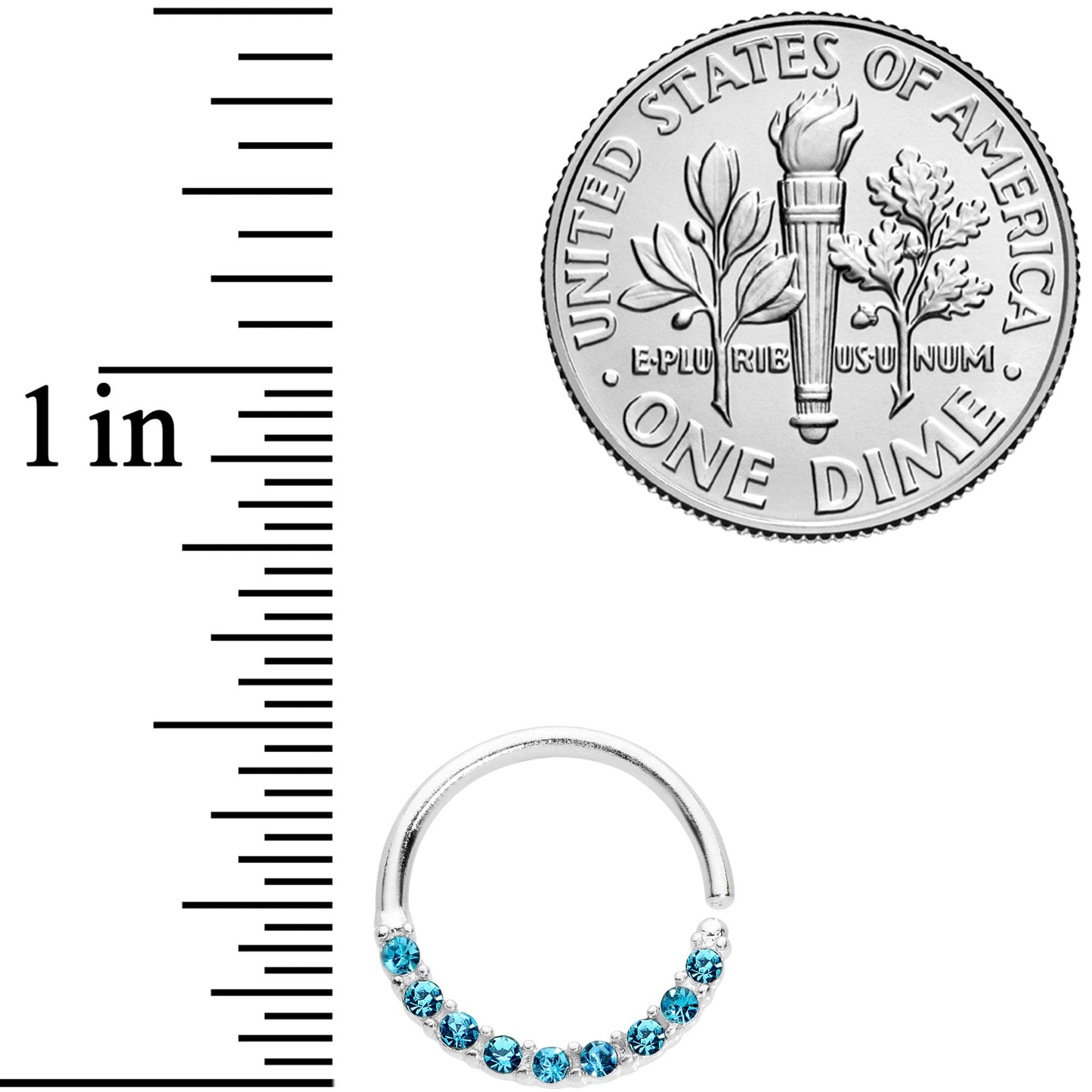 16G 3/8 Blue Gem Simple Elegance Seamless Circular Ring