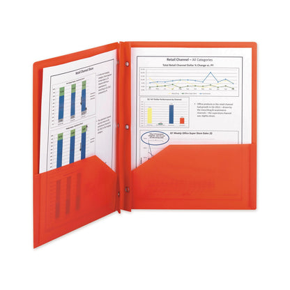 Smead Poly Two-Pocket Folder with Fasteners, 180-Sheet Capacity, 11 x 8.5, Red, 25/Box