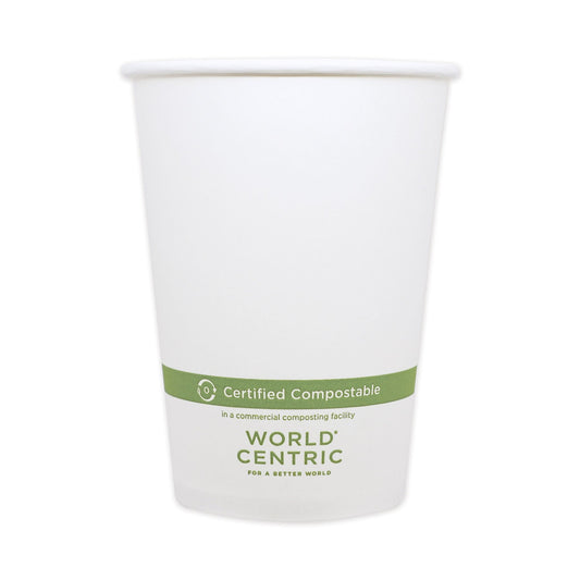 World Centric Paper Bowls, 32 oz, 4.4" Diameter x 5.8"h, White, 500/Carton
