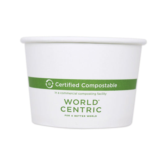 World Centric Paper Bowls, 16 oz, 4.4" Diameter x 3"h, White, 500/Carton