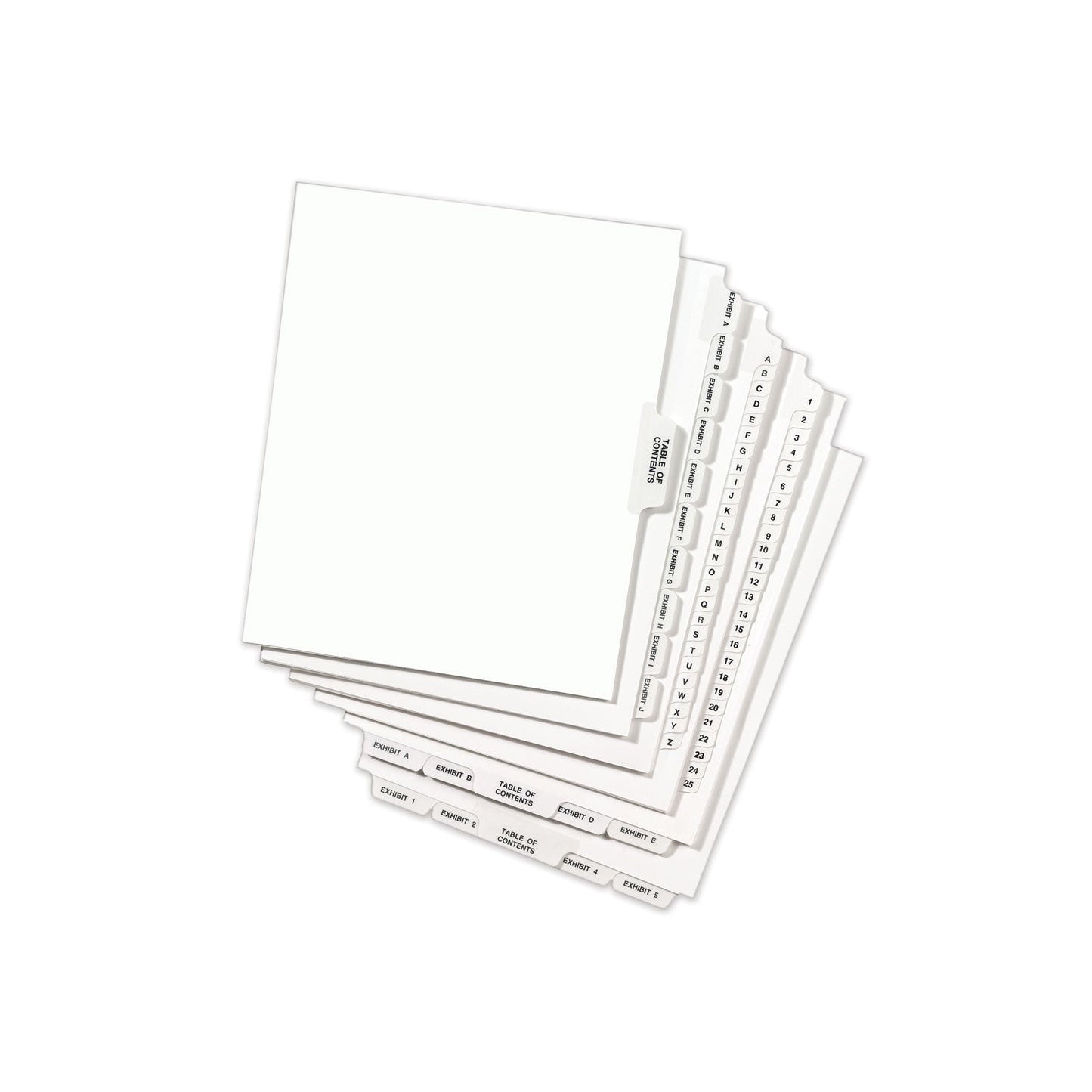 Avery-Style Preprinted Legal Bottom Tab Dividers, 26-Tab, Exhibit V, 11 x 8.5, White, 25/Pack