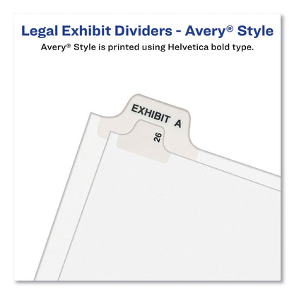 Avery-Style Preprinted Legal Bottom Tab Divider, 26-Tab, Exhibit F, 11 x 8.5, White, 25/PK