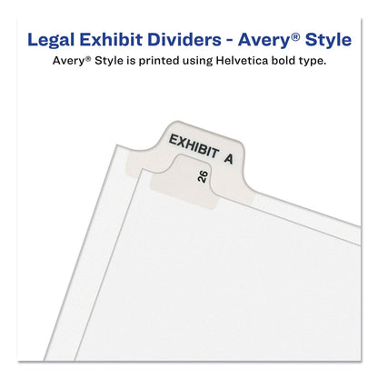 Avery-Style Preprinted Legal Bottom Tab Divider, 26-Tab, Exhibit J, 11 x 8.5, White, 25/PK