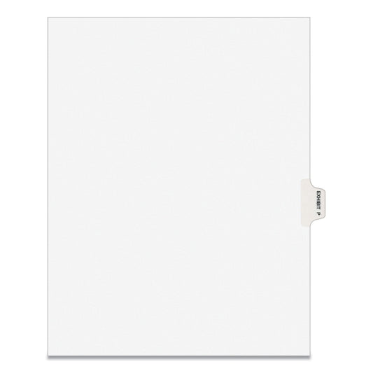 Avery-Style Preprinted Legal Side Tab Divider, 26-Tab, Exhibit P, 11 x 8.5, White, 25/Pack, (1386)