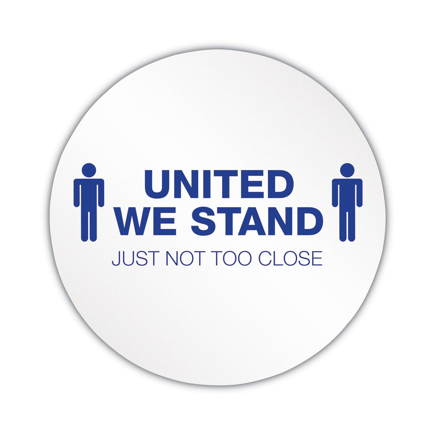 deflecto Personal Spacing Discs, United We Stand, 20" dia, White/Blue, 6/Pack