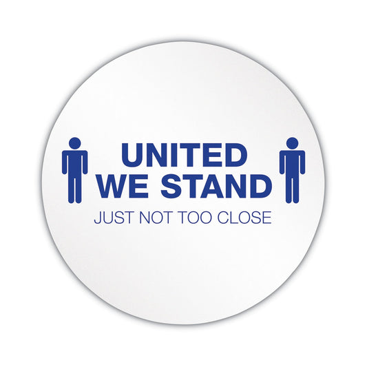 deflecto Personal Spacing Discs, United We Stand, 20" dia, White/Blue, 6/Pack