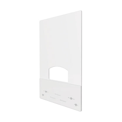 deflecto Mounting Safety Barrier with Pass Thru, 31.5" x 38", Polycarbonate, Clear, 2/Carton