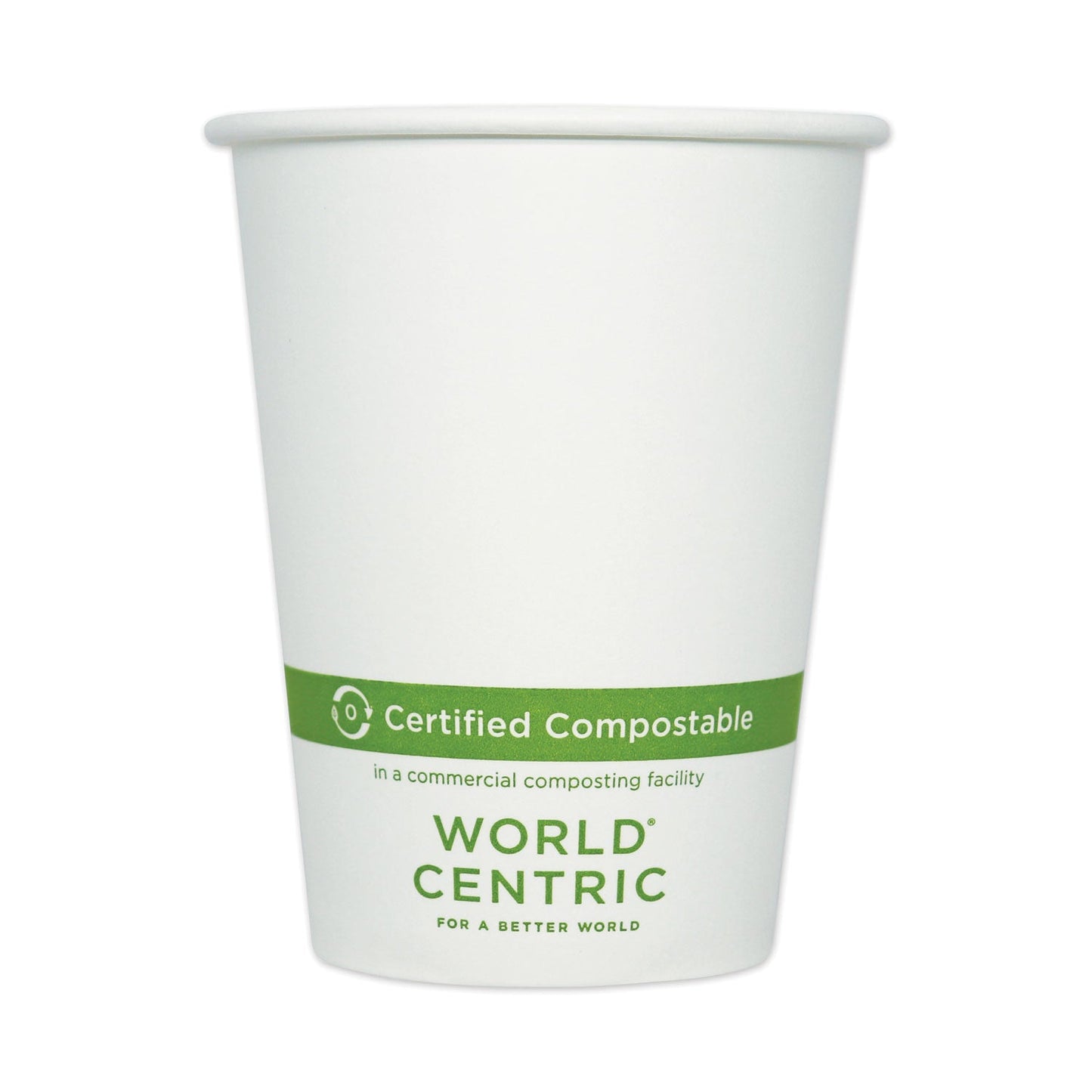 World Centric Paper Hot Cups, 12 oz, White, 1,000/Carton
