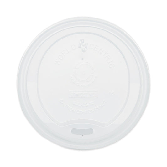 World Centric PLA Lids for Hot Cups, Fits 10 oz to 20 oz Cups, White, 1,000/Carton