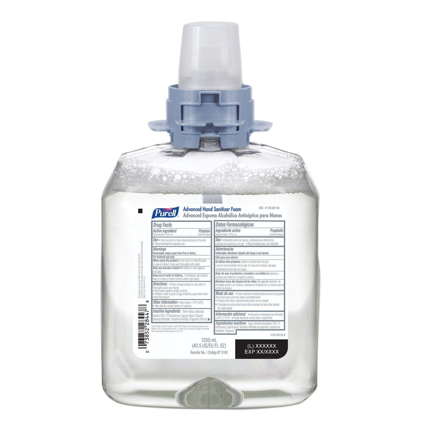 PURELL Advanced Hand Sanitizer Foam, For FMX-12 Dispensers, 1,200 mL, Unscented, 4/Carton