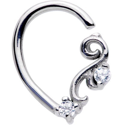 16G 3/8 Clear CZ Gem Half Left Right Ear Closure Ring