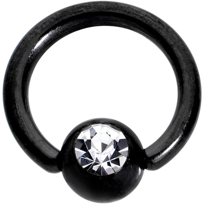 16G 1/4 Clear Gem Black BCR Captive Ring