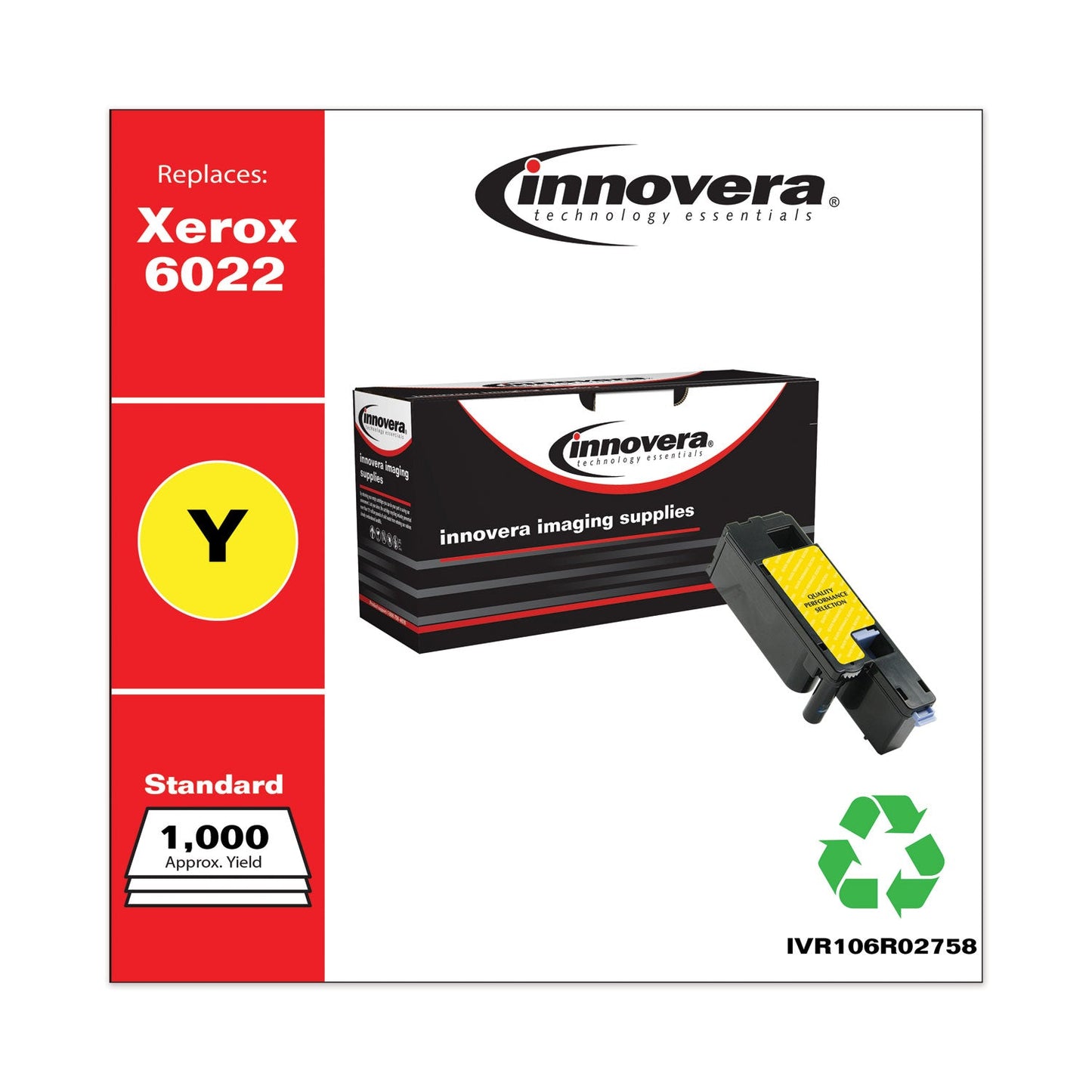 Innovera Remanufactured Yellow Toner, Replacement for 106R02758, 1,000 Page-Yield