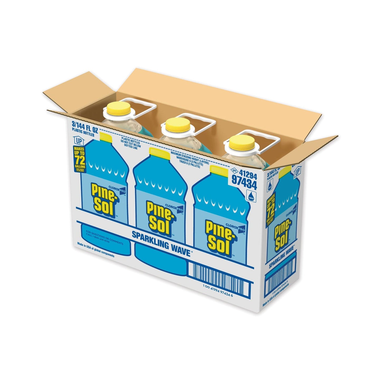 Pine-Sol All Purpose Cleaner, Sparkling Wave, 144 oz Bottle, 3/Carton