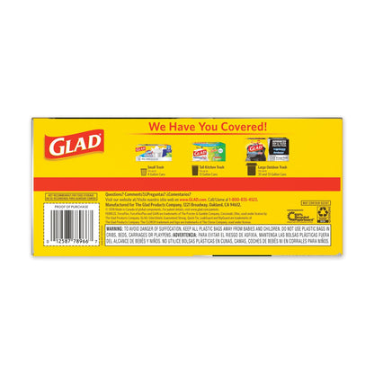 Glad Drawstring Large Trash Bags, 30 gal, 1.05 mil, 30" x 33", Black, 90/Carton