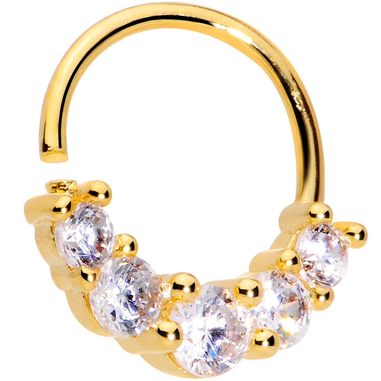 16G 3/8 Clear CZ Gem Cluster Gold Tone Closure Ring