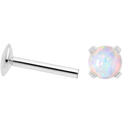 16G 5/16 4mm White Syn Opal G23 Titanium Internal Thread Labret