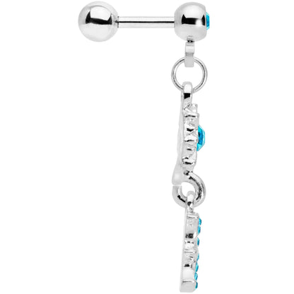 16G 1/4 Aqua Gem Moon Dangle Cartilage Tragus