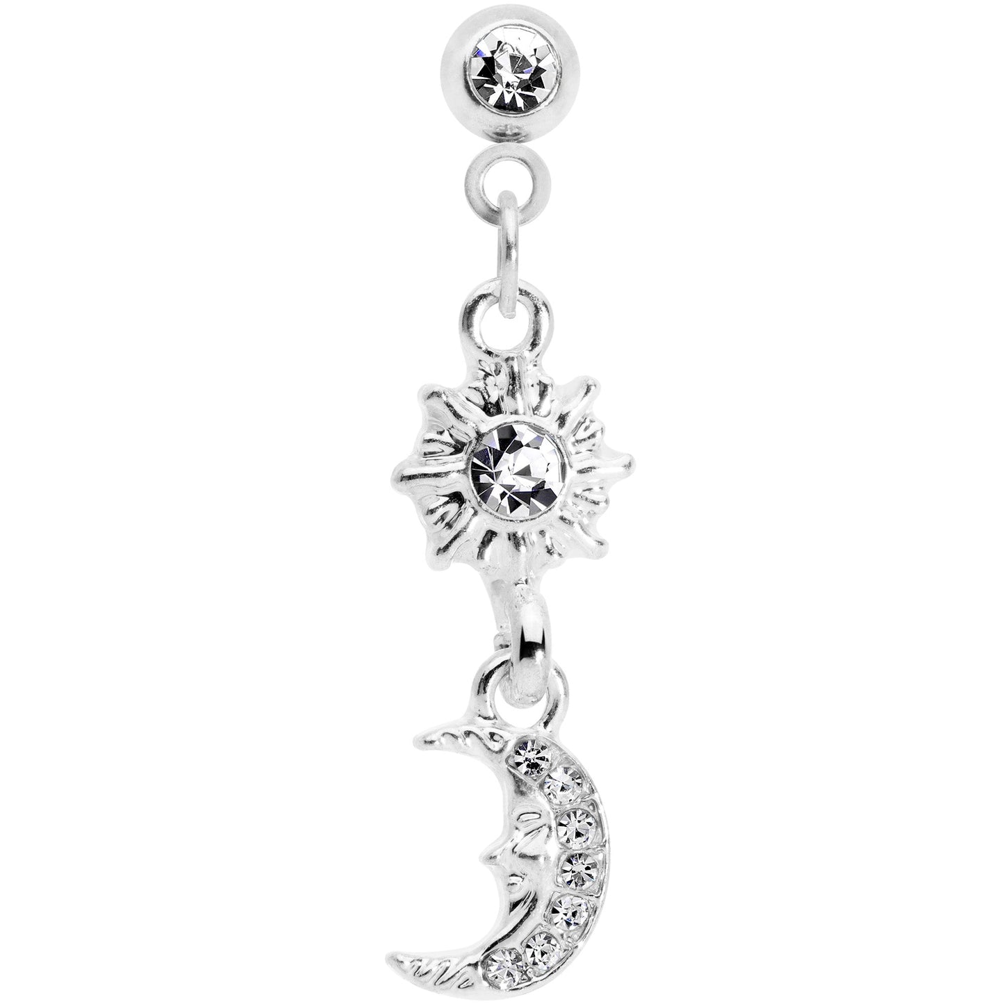 16G 1/4 Clear Gem Moon Dangle Cartilage Tragus