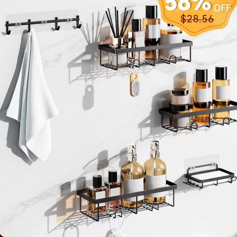 Shower Caddy No Drilling - Rustproof Adhesive Shower Organizer with Soap Holder, Large Capacity Storage Shelves for Bathroom, Kitchen & Home Decor