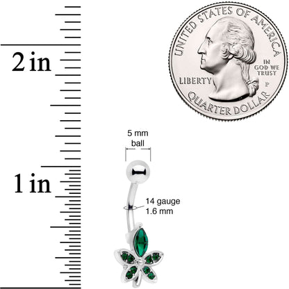 Green Gem Beautiful Flower Belly Ring