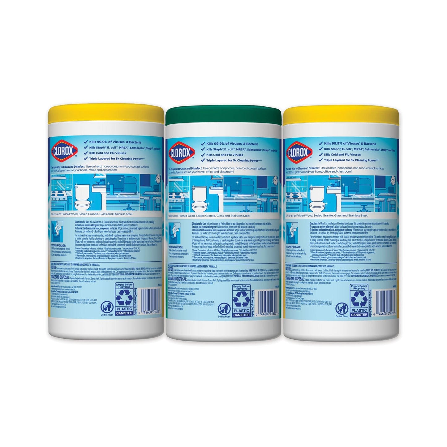 Clorox Disinfecting Wipes, 7 x 8, Fresh Scent/Citrus Blend, 75/Canister, 3/Pack, 4 Packs/Carton