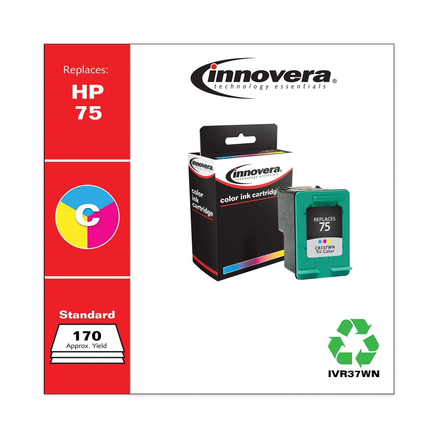 Innovera Remanufactured Tri-Color Ink, Replacement for 75 (CB337WN), 170 Page-Yield