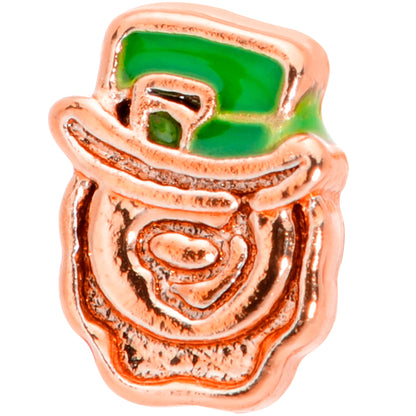 20G 5/16 Green Rose Gold Tone Lucky Leprechaun L Shaped Nose Ring